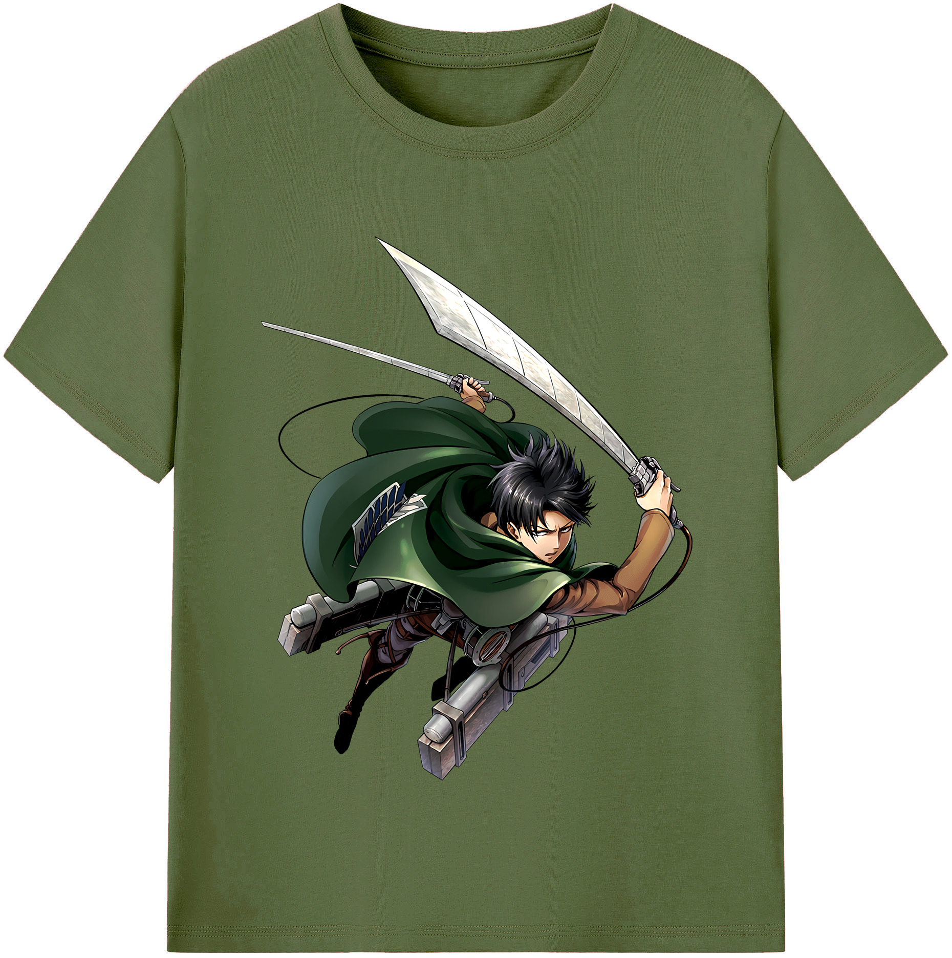 （画像用） 進撃の巨人 リヴァイ·アッカーマン Attack on Titan Levi Ackerman 綿100％半袖Tシャツ（フロントプリント）